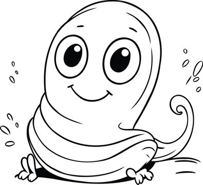Black and white illustration of a smiling octopus on a white background