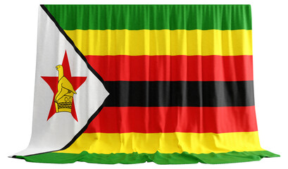 Zimbabwe Flag Curtain in 3D Rendering called Flag of Zimbabwe