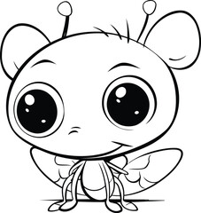 Vector illustration of Cartoon cute little bee. Coloring book for children.