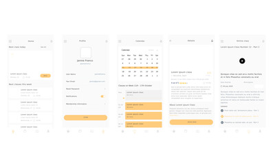 Online Classes, Class Academy and School Orange App Ui Kit Template