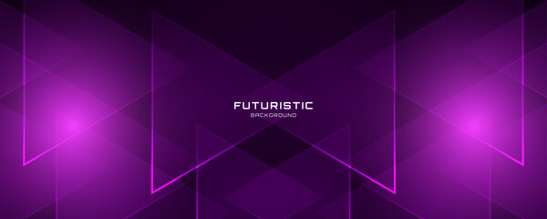 3D purple techno abstract background overlap layer on dark space with glowing triangles effect decoration. Modern graphic design element lines style concept for banner, flyer, card, or brochure cover