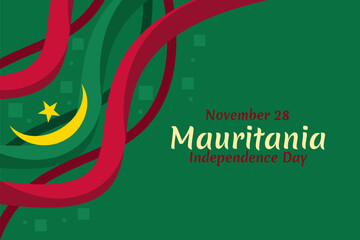 November 28, Independence day of Mauritania vector illustration. Suitable for greeting card, poster and banner.