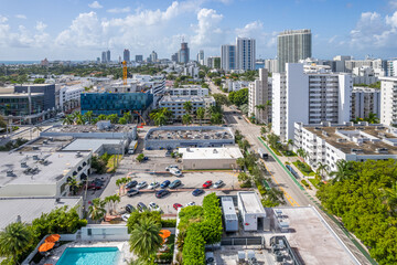Aerial drone view over Miami Florida