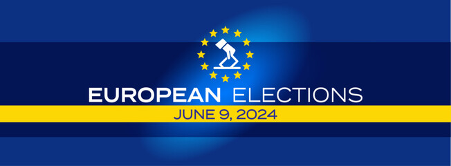 European elections June 9, 2024 on Blue Background	