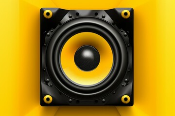 Black and yellow loudspeaker icon. Generative AI