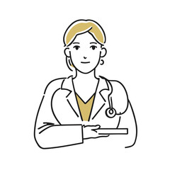 白衣を着た女性の医者