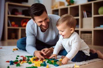 Fototapeta premium Family fun - Father playing with his child