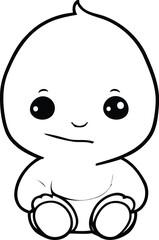 cute little baby with face expression. line style vector illustration design