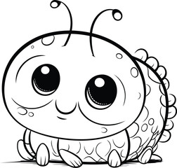 Coloring book for children. cute little monster. Vector illustration.