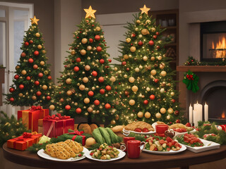 Christmas day celebration. Image is generated with the use of an Artificial intelligence
