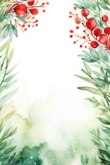 Obraz na płótnie Canvas Watercolor Christmas Floral Digital Papers, Christmas Border Backgrounds, Xmas Party Background