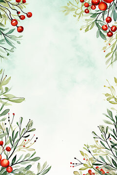 Watercolor Christmas Floral Digital Papers, Christmas Border Backgrounds, Xmas Party Background © ChinnishaArts