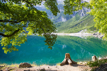 Gosau Lake in the Austrian Alps of the Dachstein region (Styria in Austria)