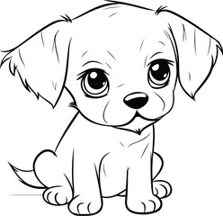 Cute cartoon puppy. Vector illustration isolated on a white background.