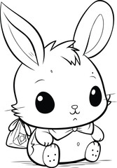 Cute cartoon bunny. Vector illustration for coloring book or page.