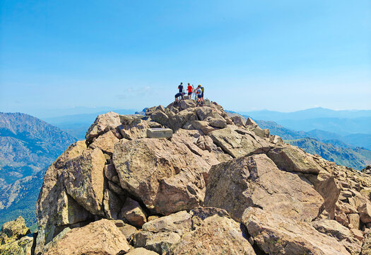 Corse (France) - Corsica is a big marine french island in Mediterranean Sea, with hights mountains. Here a view Monte Cinto peak of island, 2706 meters, with the famous GR20 path.