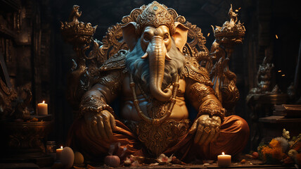 Lord Ganesha , Generative AI. - obrazy, fototapety, plakaty