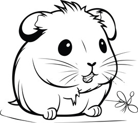 Hamster   Black and White Cartoon Illustration for Coloring Book
