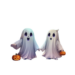 Obraz premium cute halloween ghosts