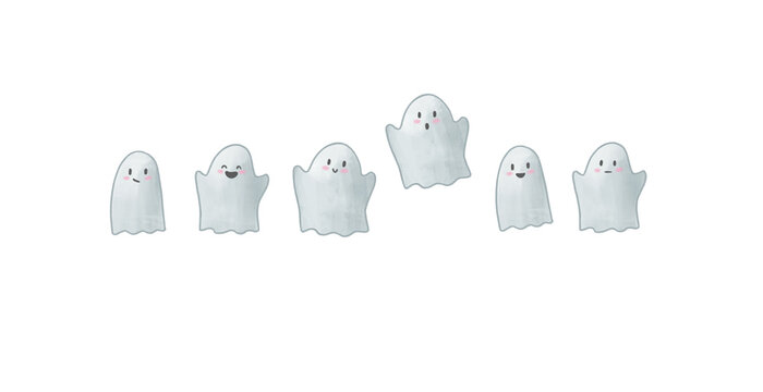 Funny  cute ghost  halloween  illustration 