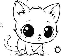 Cute cartoon cat. Vector illustration. Coloring book for children.