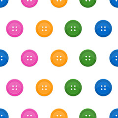 Multicolored round clothing buttons seamless vector pattern
