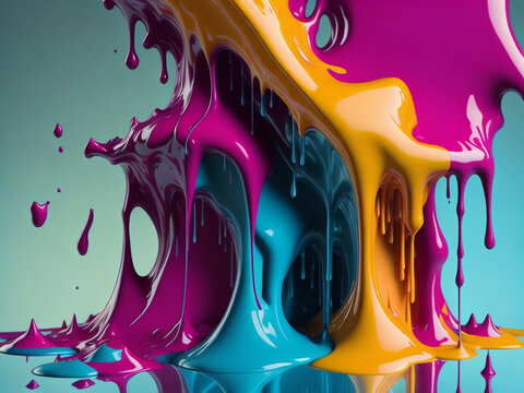 multi-colored flowing paint. AI
