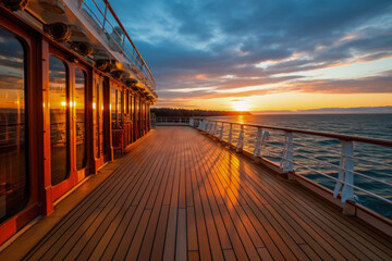 Cruise Ship Deck at Sunset 