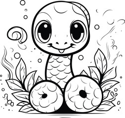 Cute cartoon snake. Coloring book for children. Vector illustration