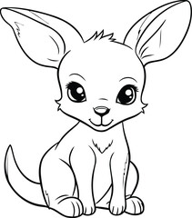Cute kangaroo   Coloring book for adults vector illustration.