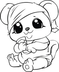 Cute cartoon baby bear. Vector illustration. Coloring book for children.
