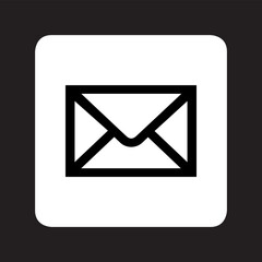 Message icon vector. Envelope logo design. Email vector icon illustration in square isolated on black background