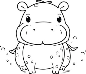 Coloring book for children. Hippopotamus. Vector illustration.