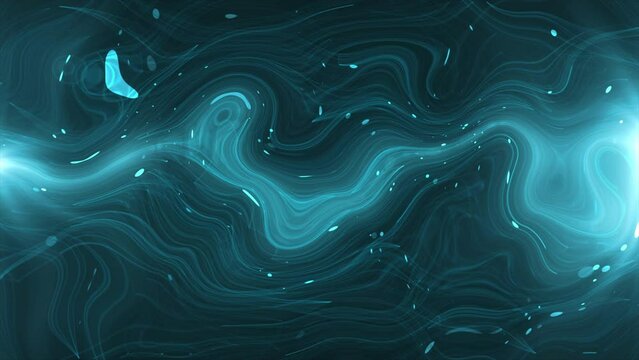 3D animation. Abstract distorted swirl waves gradient striped curves composition blue fluid background. Abstract colorful liquid waves background, holographic foil, esoteric aura, psychedelic animatio