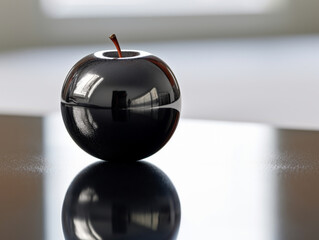 A glossy and shiny black apple