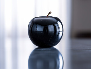 A glossy and shiny black apple