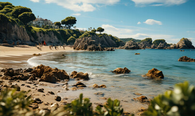 Obraz premium sea, beach, coast, ocean, water, landscape, island, sky, nature, bay, sand, travel, rocks, coastline, summer, mountain, shore, lake, view, rock, waves, vacation, california, holiday, cliff