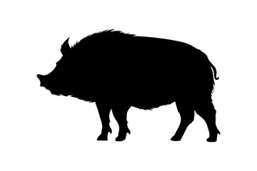 Fototapeta premium Black boar vector, mouse silhouette isolated on white background