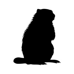 Black beaver vector, mouse silhouette isolated on white background