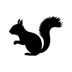 Black squirrel vector, mouse silhouette isolated on white background - obrazy, fototapety, plakaty