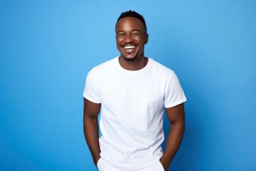 Smiling African American Man in White Tee