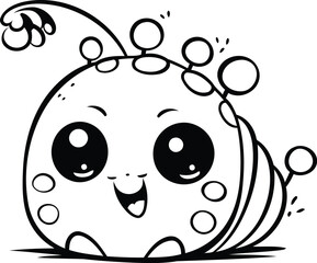 Cute cartoon caterpillar. Cute kawaii character. Vector illustration.