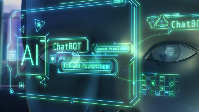 Sci-fi artificial intelligence chatbot close-up. 3D render