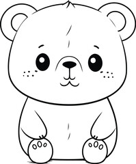 cute bear animal cartoon vector illustration graphic design in black and white