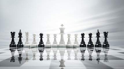 Chess pieces on chessboard, Concept for Leadership, teamwork, partnership, business strategy, decision and competition.