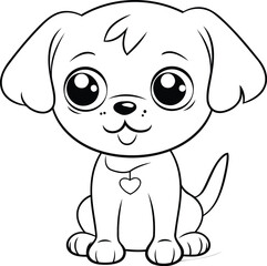 Cute cartoon dog on a white background. Vector illustration for coloring book.