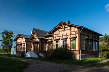 Fototapeta na wymiar Railway station in Livberze, Latvia.