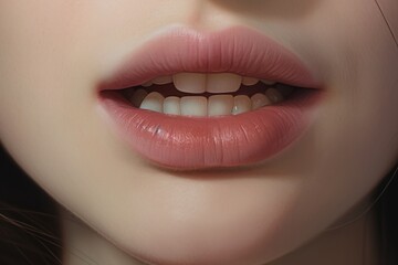 symmetrical lip shape of a white girl generative ai