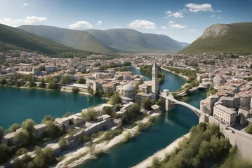 Papier Peint photo autocollant Stari Most Bosnia and Herzegovina bridge - Created with Generative AI Technology