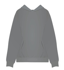 Grey  hoodie front. vector illustration